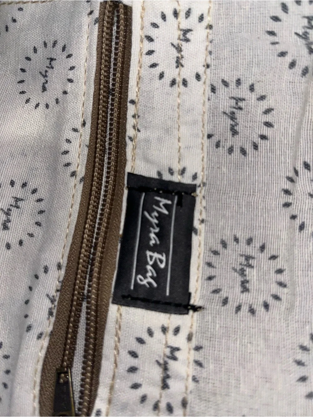 Myra Bag Canvas Large Floral Tote Bag with Tan Trim